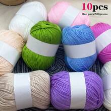 10 piezas Hilo de mezcla de seda de lujo [Aproximadamente 500g/10 Bolas por paquete] Hilo tejido suave y amigable con la piel de lana y cachemir - Adecuado para suéteres, bufandas, sombreros, mantas para bebés, cárdigans y chaquetas | Disponible en varios colores y multicolor