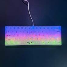60% 有线游戏键盘，RGB 背光超紧凑迷你键盘小型紧凑透明键帽适用于 PC/游戏玩家（白色透明） - White Transparent - 查看 2