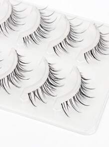 5 Pairs Natural Look Manga Fake Eyelashes - Reusable Wispy Lashes For Cosplay And Stages Comic Style