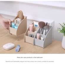 1pc Trapezium Pen Case, Makeup Organizer, Office Desktop Storage Box, Dressing Table Cosmetic Box - Multicolor - View 2