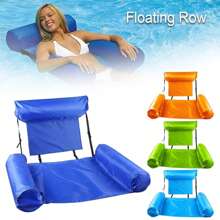 PVC Summer Inflatable Foldable Floating Row, Swimming Pool Water Hammock, Beach Water Sports Lounger Chair, Beach Pool Supplies,New Design Foldable Inflatable Water Floating Bed With Backrest - Multicolor - View 13