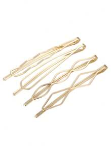 4pcs Minimalist Metal Geometric Hair Clips, Hair Accessories Designed For Girls And Women