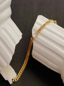 1pc Elegant Fashion S925 Silver Bracelet With Cubic Zirconia Decor, Luxury Casual Suitable For Women Everyday Wear, Commute, Party, Gifts For Valentine's, Birthday, Ins Style Jewelry - S925 Silver Bracelet - View 3