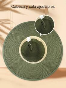1 Piece Bohemian Straw Hat, Foldable Roll-Up Summer Hat, Perfect For Going Out, Beach, Or Party, Green