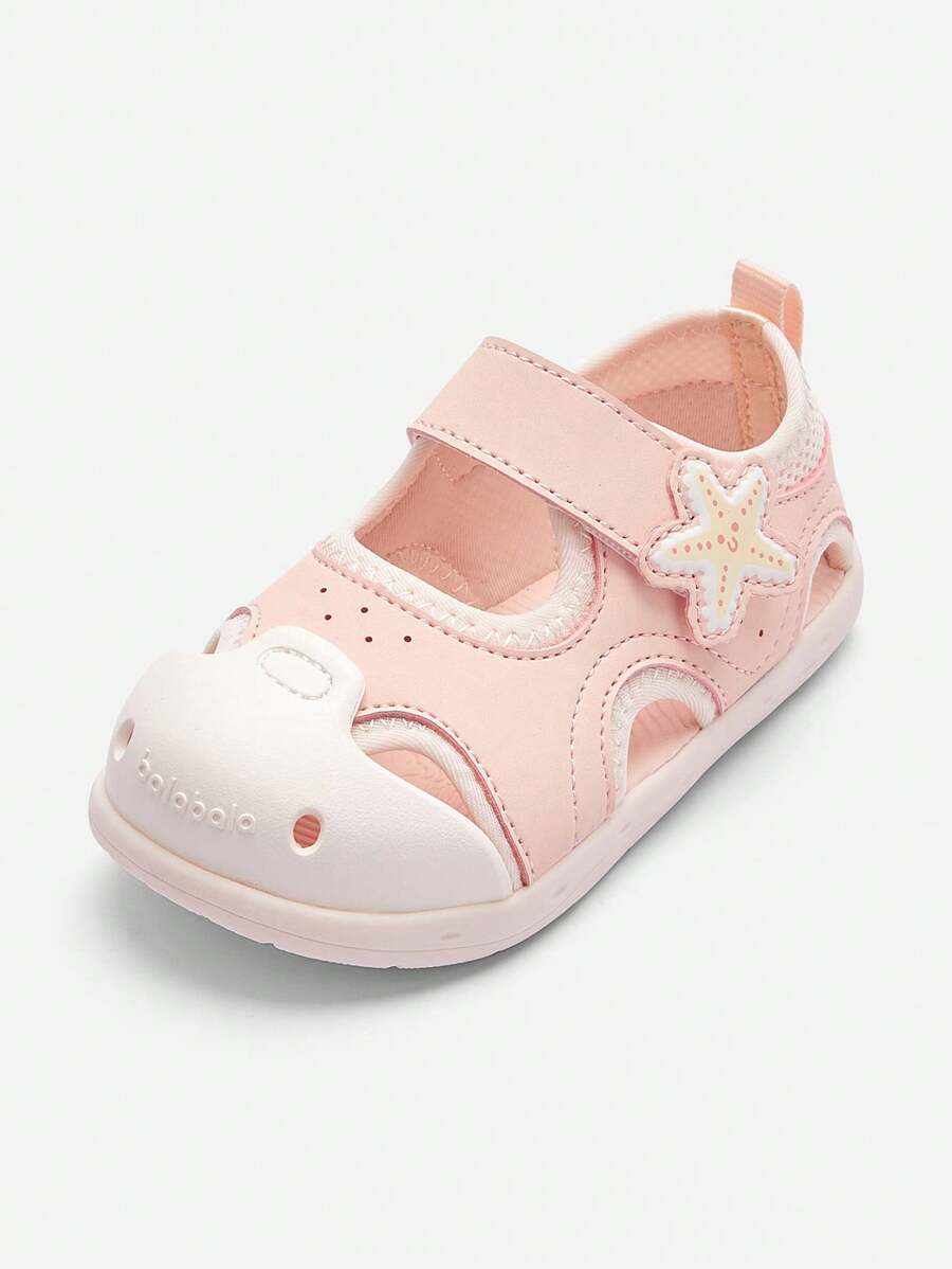 Balabala Infant Anti-Slip Closed-Toe Sandals, Breathable Suitable For Daily Outings - White Red - View 1