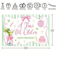 1PC A Tini Bit Older Theme Cocktail Pink Bow Backdrop, Birthday Cake Party Decoration. Multi-Size, Multi-Purpose Party Backdrop Cloth For Men And Women - Universal Decoration For All Seasons, Indoor And Outdoor Decoration, Photography Studio, Garden Decoration, Party Decoration And Phone Booth.