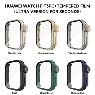 1 pieza Protector de pantalla ultra compatible con Huawei Watch Fit 3 Smartwatch, compatible con Huawei Fit 3/4/4pro, actualizado a Ultra2 PC Case+Glass Accessories