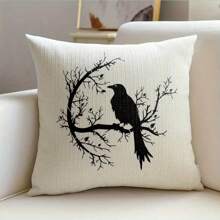 1pc Large-Sized Raven Silhouette On Branch Painting Stencil, Reusable DIY Art Template For Wall, Fabric, Home Decor, Plastic Template, Crafts & Sewing Supplies, PET Material