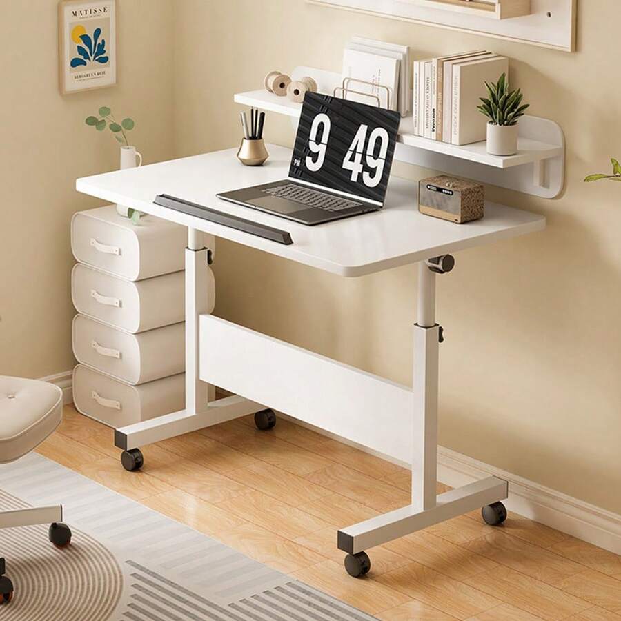 Adjustable Height Standing Desk, Foldable Standing Desk Mobile Stand Up Desk With Wheels Small Rolling Laptop Stand Portable Computer Workstations For Small Spaces And Home Offices - trắng - Xem 1