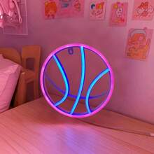 1pc LED Basketball Shaped Neon Wall Decor Light, Battery/USB Powered, Romantic Fairy Light For Home, Gamer Room, Party, Birthday Gift, Bedroom Decoration