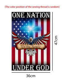 1pc One Country Under God Eagle Garden Flag, Double-Sided Linen, 14.17x18.50 Inches, American Flag Design With Cross And Eagle - Suitable For Independence Day, Outdoor/Interior Decoration, Patio & Garden Decoration, Furniture Decoration, No Power Required (Flag Only)