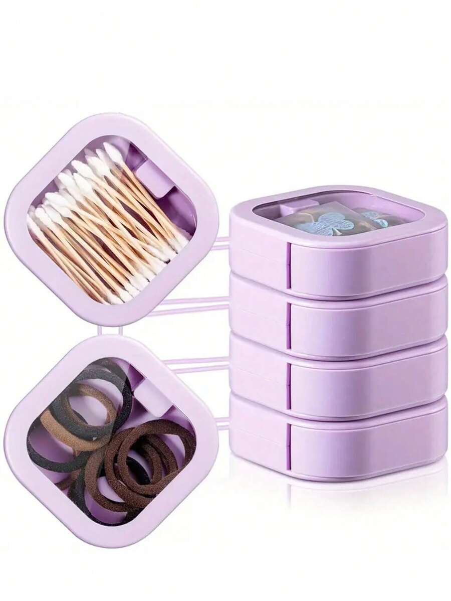 1pc Stackable Plastic Hair Accessory Organizer Boxes, Portable Bobby Pin And Swab Dispenser Containers For Home Use, Hair Organizers Storage Bag,Room Decor, Bags,Makeup Bag,Vanity,Travel,Make Up Bag,Travel Essentials,Organizer,Storage,Travel Essential,Makeup Organizer,Makeup Bags,Make Up Organizer,Organiser,Toiletry Bag,Desk Organiser,Cosmetic Bag,Makeup Pouch,Make Up Organize,Vanity Accessories,Make Up Pouch,Make Up Bags,Jewellery Box,Pouch,Makeup Brush Holder,Brush Holder,Perfume Organiser,Pouch Bag - Multicolor - View 1
