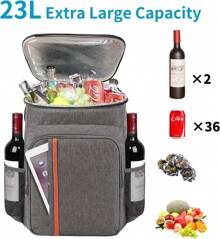 Mochila termostática para picnic, nevera de gran capacidad, bolsa térmica, impermeable, portátil, ideal para picnic, playa, camping, barbacoa, senderismo (negro)