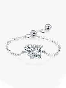 ESBERRY 1pc Unique Chain Zirconia Adjustable Ring Thumb Ring For Women S925 Sterling Silver Fine Ladies Jewelry Gift