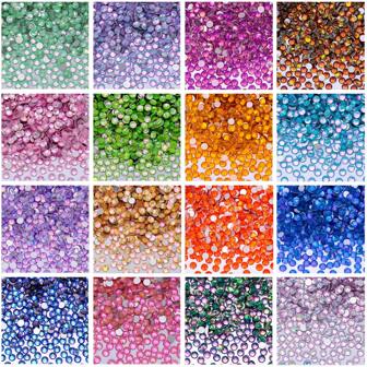 Crystal Opal Series Sparkling Glass Rhinestones - 2-6.5mm (0.0787-0.256") Glue-On Gems For Clothing Home Decor Nail Art, Wedding Anniversary Party DIY Gifts - 1440/288pcs(Sapphire Blue/Emerald Green/Sunset Yellow/Magenta/Hot Pink)