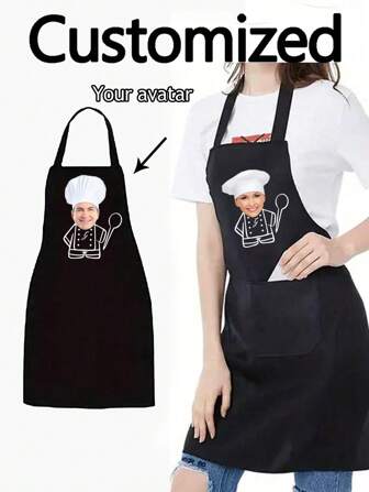 1 pezzo Grembiule personalizzato per papà, uomini, donne, con logo o nome personalizzato, grembiule da chef da cucina impermeabile personalizzato, perfetto per mamma, marito, fidanzata, fidanzato, festa del papà, San Valentino, festa della mamma, compleanno, anniversario, laurea, matrimonio, idea regalo unica per famiglia e amici