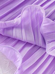Summer Baby Girls' Sleeveless Ruffle Cake Dress, Solid Color Suspender Design - Purple - View 8