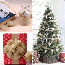 1pc Jute Ribbon, 2in/2.5in * 6 Yards, Craft Wire Edged Ribbon For Gift Wrapping Bouquet, DIY Bows, Wreaths And Sashes, Suitable For Weddings, Birthdays, Festivals And Parties