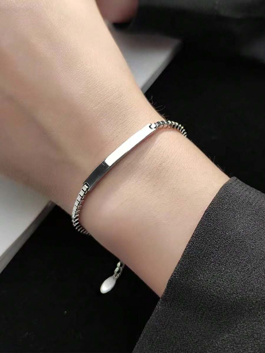 1pc Niche Design INS Luxury Geometric S925 Sterling Silver Bracelet, Delicate Versatile Accessory, Gift For Women Daily Wear