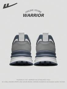 WARRIOR 1 双 2025 新款勇士系列男款灰白帆布运动鞋，轻便百搭登山鞋，透气休闲运动鞋，PU 时尚滑板鞋，良好的脚感，提供舒适的体验，适合所有季节 - 白灰藍 - 查看 3