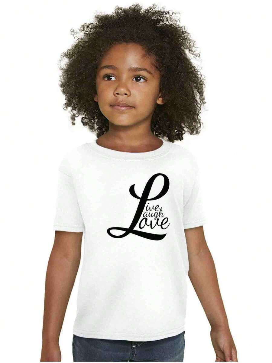Live Laugh Love Cute Inspirational Girls Kids T Shirt Tees - 白色 - 查看 1