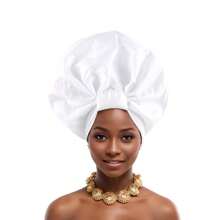 [Cultural Elegance] Vibrant African Statement Head Wrap - Nigerian Wedding Head Tie, Multi-Color - Polyester, Handwash, Suitable For Weddings And Special Occasions