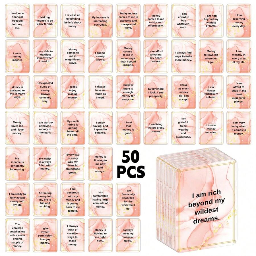 50 张独特的肯定卡、女性励志卡、每日积极肯定卡、各式励志明信片、缓解压力、冥想和自我护理礼物。