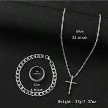 Conjunto de joyería de 3 piezas con colgante de cruz negra, collar de cadena de caja minimalista para hombres
