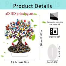 1 PC Charming Colored Tree North American Cardinals 2D Acrylic Desktop Decoration, Suitable For Home Decoration, Room Decoration, Office, Restaurant, Coffee Shop And Other Scenes As Desktop Art Decoration, Suitable As Holiday Gifts For Family And Friends.