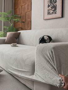 1 PIEZA Funda elástica de jacquard para sofá, funda de sofá de estilo moderno antideslizante, adecuada para sofás en forma de L y sofás de 1/2/3/4 plazas, universal para todas las temporadas, fácil de instalar y quitar - Gris Claro - Ver 9