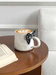 1 件 300ml 手绘 3D 蝴蝶结陶瓷杯，捏纹粉色/黑色蝴蝶结水杯，可爱波尔卡圆点蝴蝶结咖啡杯，适合咖啡拿铁、下午茶、早餐、牛奶、情侣、客厅、卧室、办公室返校 - 彩色 - 查看 12