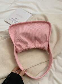 1 Pc Artistic Style Maiden Shoulder Bag Sweet Children Drawstring Handbag Underarm Bag Versatile Lightweight Portable Drawstring Closure Foldable For Daily Storage Bag Suitable For School Holiday Travel Shopping Birthday Party Supermarket Festival Excellent Gift Campus Gift Solid Color Corduroy Cute Lace Bow Decorate Casual Bag Suitable For Students Girl |Storage Bag Travel Accessories Back To School Stuff - Multicolor - View 5