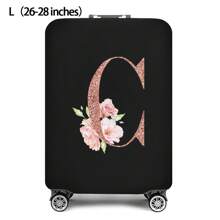 Initial Name A To Z Rose Gold Letter Luggage Cover Stretch Fabric Suitcase Protector Baggage Dust Case Cover Suitable For 18-32 Inch Suitcase Case Travel Organizer Luggage Protector Bag For School School Accessories School Stuff - Black - View 47