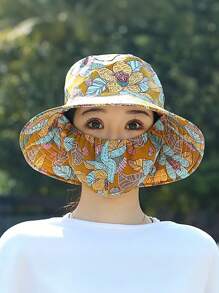 Sonnenhut mit integrierter Gesichtsmaske, atmungsaktiv, windbeständig, nicht dehnbar, geeignet für Outdoor-Radaktivitäten