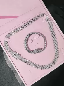 Hip Hop Punk Classic Minimalist Miami Cuban Chain,Matching Bracelets Y2K Goth Gold Jewelry, Necklace For Woman, Bracelet & Earring Sets, Women's Fashion Jewelry, Ladies Jewellery, Mom Gifts, Everyday Street Dance Rap Wear, Gifts For Christmas Gifts, Thanksgiving, Chain Necklaces, Jewelry Sets For Women, Chains, Accessories Women, Gold Set, Earring Christmas Decoration Christmas Jewelry For Women