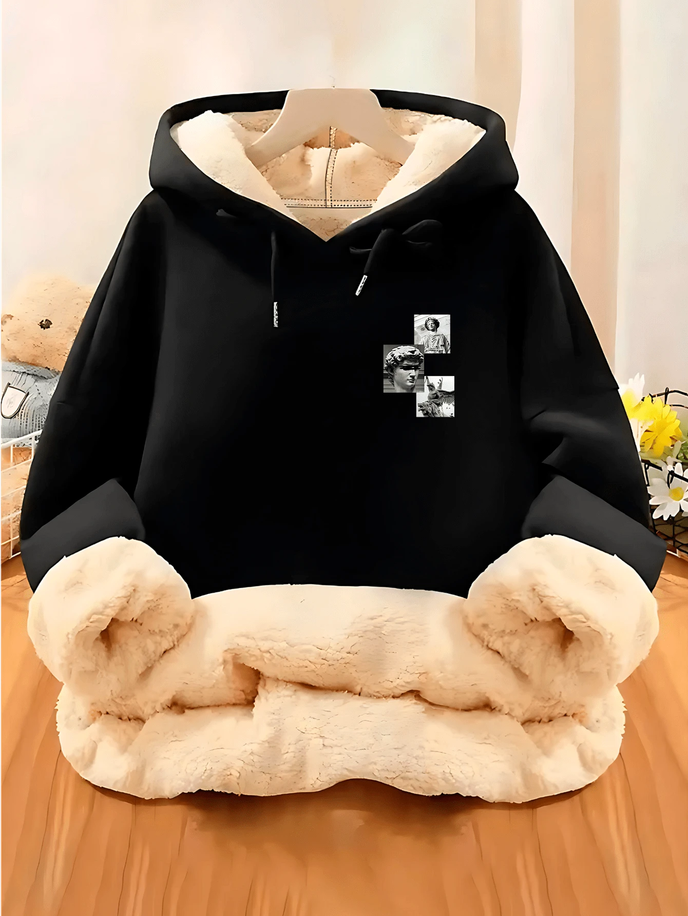 Imported Plush Lining Sweatshirt In Black Color Model: Statues - SPECIAL Launch 2025