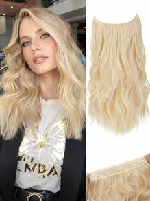 Extensions de cheveux invisibles en fil synthétique ondulé avec un fil transparent de taille ajustable, 4 clips de fixation sécurisés. Rajouts de cheveux pour femmes à usage quotidien.