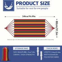 1pc Colorful Fabric Hammock With Anti-Roll Design - Supports 330lbs, Tree-Friendly Straps, Portable Carrying Bag - Perfect For Outdoor, Indoor, And Camping Use