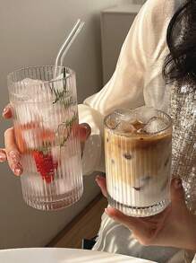 条纹玻璃杯，复古水杯，饮料杯，咖啡杯，果汁杯，冷饮杯，耐热玻璃杯，适合日常饮酒派对，朋友聚会，热爱生活的朋友，最好的朋友，学校水瓶，漂亮的咖啡杯，可重复使用的水杯，万圣节装饰，免费送货商品，樱桃，沙特日，生日礼物，秋天。 - 彩色 - 查看 3