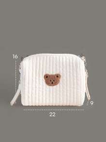 1pc Customized Multifunction Small Bear Mom Bag, Custom Embroidered Letter Large Capacity Stroller Hanging Bag, Cosmetic Bag, Portable Toiletry Bag, Suitable For Daily Use Or As A Gift For Family, Friends, Christmas, Easter, Spring Festival, Mother's Day, Women's Day, Valentine's Day, Teacher's Day, Nurse's Day, Birthday - Multicolor - View 2