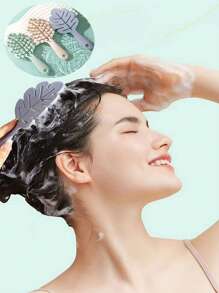 New Leaf Hollow Out Hair Brush, Hair Volumizing, Wet & Dry Use, Scalp Massage, Straight Handle, Portable Design - Multicolor - View 8