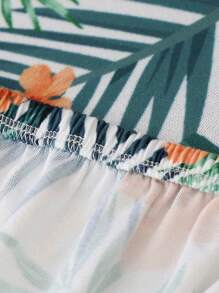 1pc Outdoor Printed Sofa Cushion Cover, Rainforest Leaf Pattern Sofa Slipcover, High Elasticity Dust-Proof Washable Minimalist Modern Sofa Cushion Cover For Living Room Bedroom, All Season