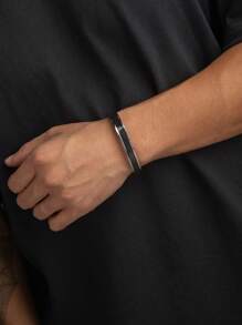 2025 奢华不锈钢时尚手镯，奢华朋克个性化多色开口袖口手镯珠宝配饰男士礼物 - 開口手鐲 - 查看 4