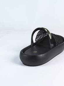 Sandalias de plataforma con malla, hebilla dorada y estilo clásico para mujer, ideales para el verano