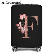 Initial Name A To Z Rose Gold Letter Luggage Cover Stretch Fabric Suitcase Protector Baggage Dust Case Cover Suitable For 18-32 Inch Suitcase Case Travel Organizer Luggage Protector Bag For School School Accessories School Stuff - Black - View 24