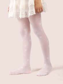 1pc Girls White Tights, Thin Leggings For Spring & Summer, Dance Pants, Princess & School Style, Cute Rabbit Pattern, Silky Breathable Comfortable, Suitable For Birthday, Dance Party, Holiday Gift, Back To School, Travel, Daily Wear - White - View 4