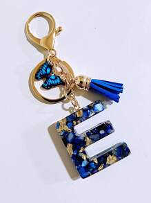 1pc Women's Beige Resin Letter Heart Shape Tassel Casual & Cute Style Keychain, Creative Decoration Gift For Friend Car Accessories Bag Charm Backpack For School Goth Y2k