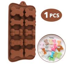 硅胶狗骨头模具、巧克力模具、狗饼干模具、4 种骨头和猫爪形状、可重复使用的不粘烘焙模具，适用于巧克力、蛋糕、糖果、果冻、冰块、宠物零食玩具 - 狗餅乾模具 - 查看 13