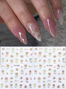 2pcs 3D Japanese Pink Petal Embossed Nail Art Stickers Elegant Retro Vintage Red Rose Flower Self Adhesive Transfer Nail Decorations Decals DIY