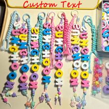 1pc Acrylic Custom Letter Keychain, Hand-Woven, Colorful Stars & Butterfly Beads, Bag Pendant